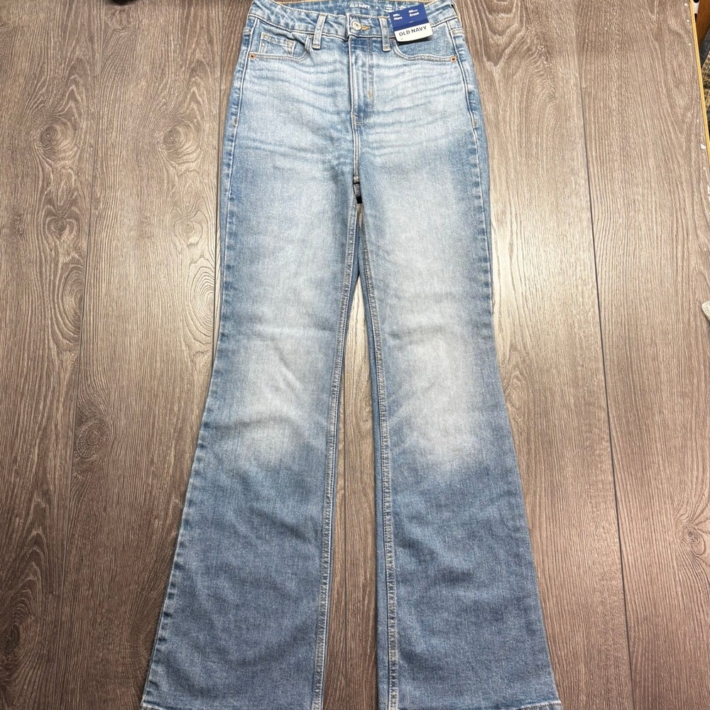 Old Navy Higher High Rise Flare Jeans Light Wash Blue Size 0 NWT